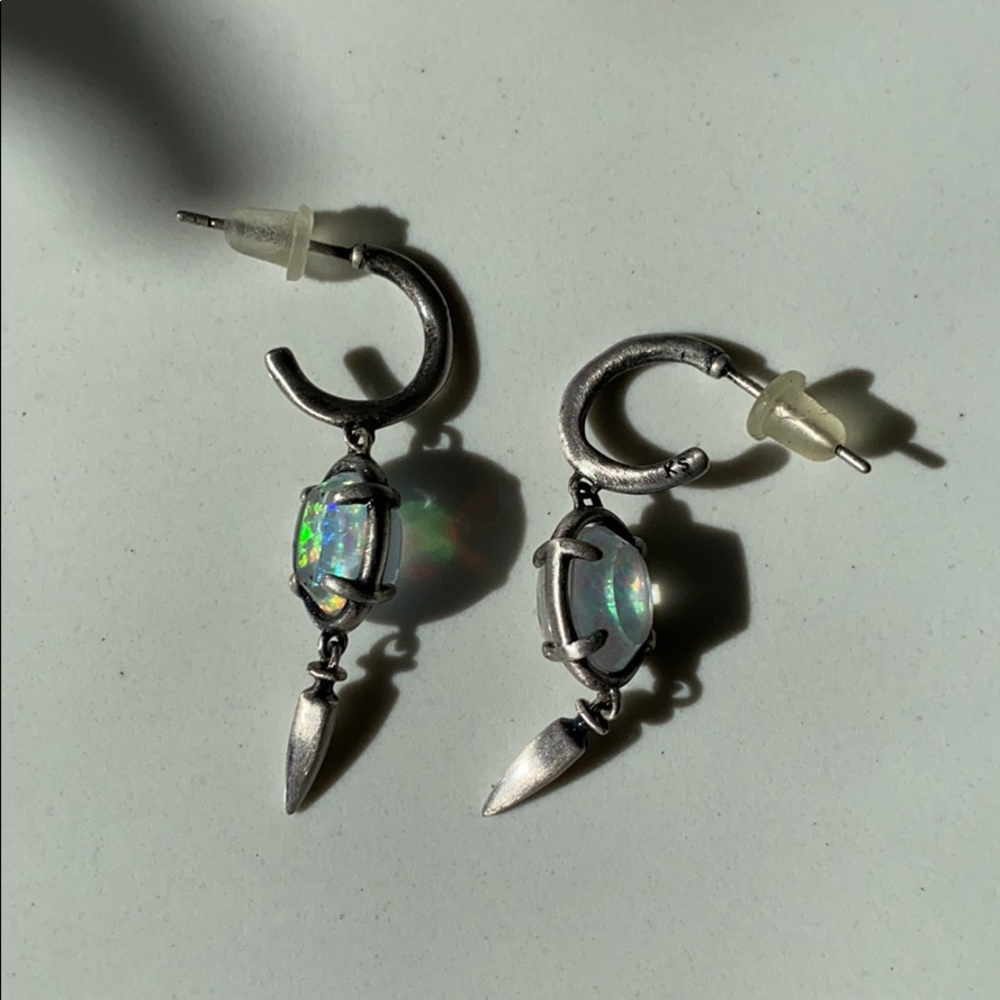 Kendra Scott antique silver opal earrings
